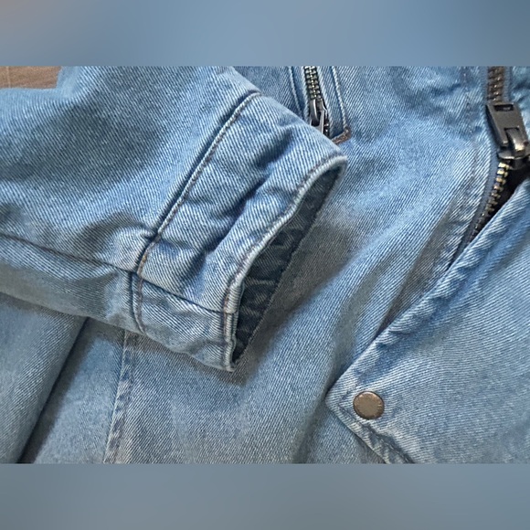 Levis Jacket Women's XL Blue Cropped Denim Moto - Picture 9 of 11